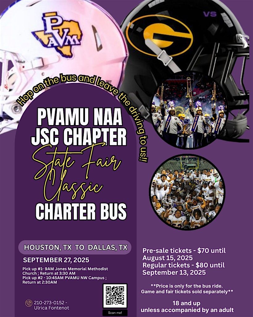 Bus to PVU vs Grambling Football Game, 27 September | Event in Houston | AllEvents