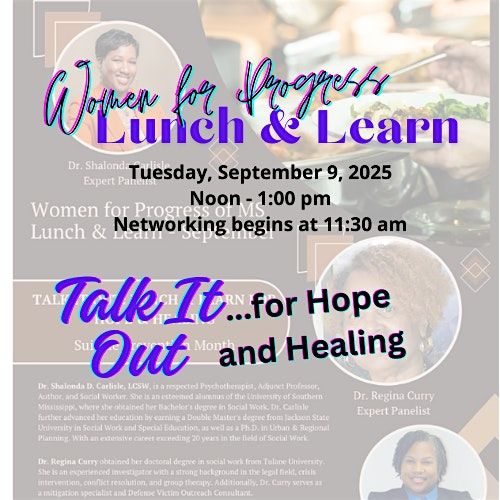 TALK IT OUT:  Lunch and Learn for Hope and Healing, 9 September | Event in Jackson | AllEvents