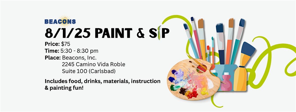 Paint n Sip to Support Beacons, Inc., 1 August | Event in Carlsbad | AllEvents