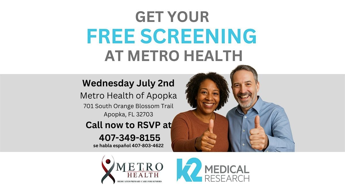 Free Memory Screening for Seniors at Metro Health of Apopka, 6 August | Event in Apopka | AllEvents