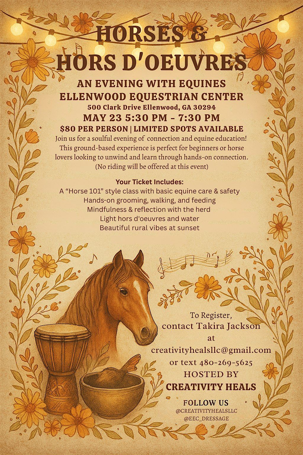 HORSES & HORS D'OEUVRES:  An Evening with Equine, 23 May | Event in Ellenwood | AllEvents