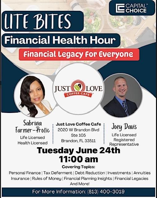LITE BITES FINANCIAL HEALTH HOUR, 24 June | Event in Brandon | AllEvents