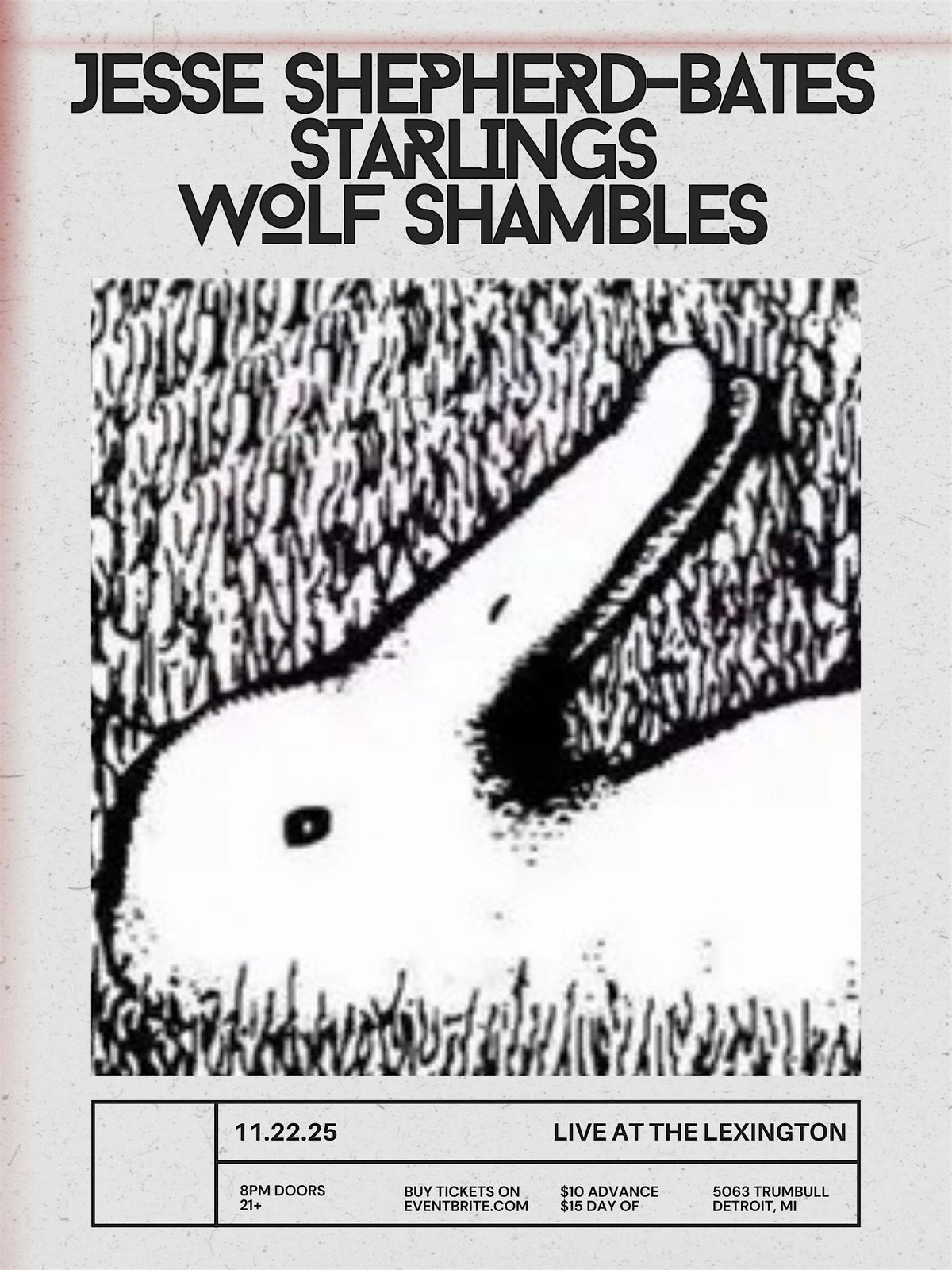 Jesse Shepherd-Bates, Starlings, Wolf Shambles at The Lex, 22 November | Event in Detroit | AllEvents