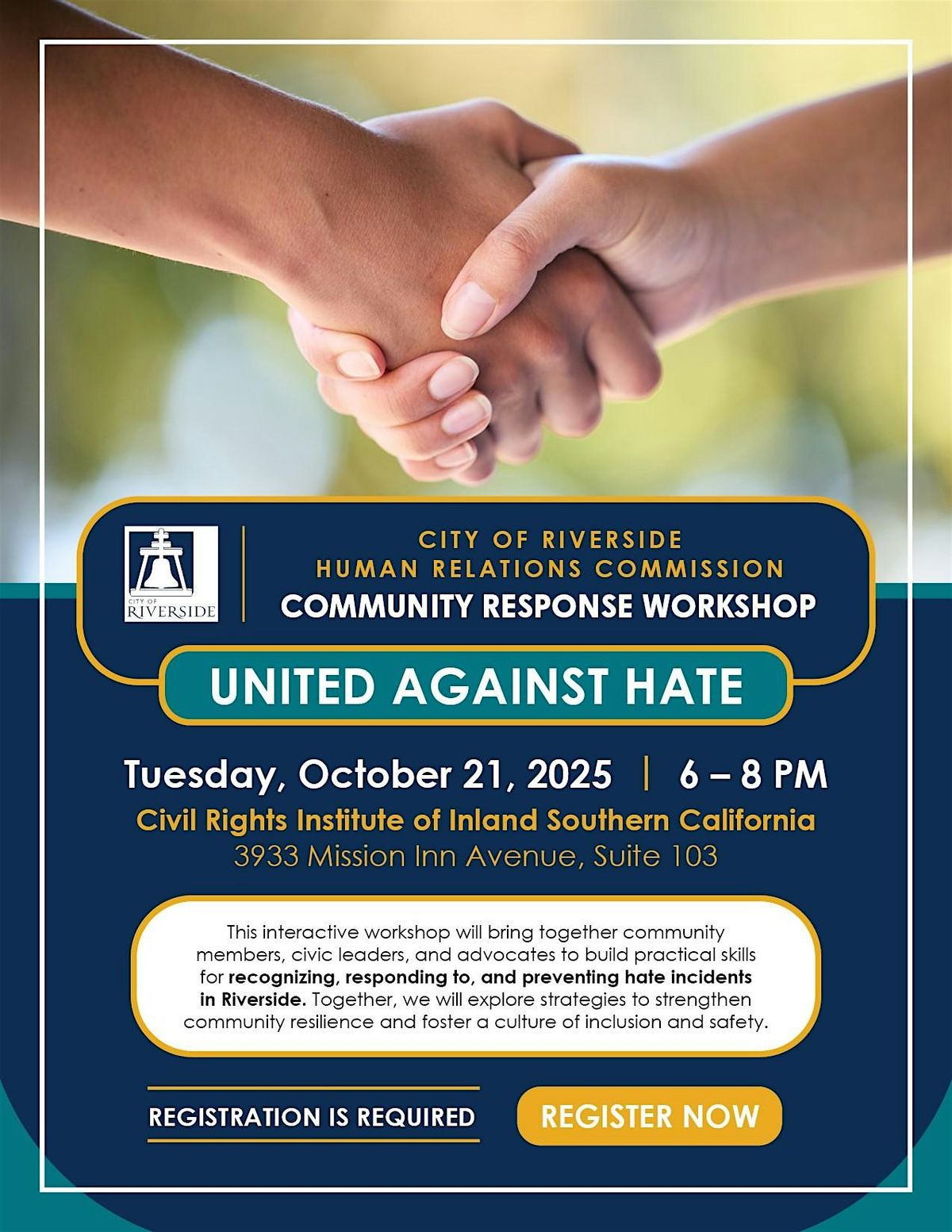 United Against Hate - Community Response Workshop, 21 October | Event in Riverside | AllEvents