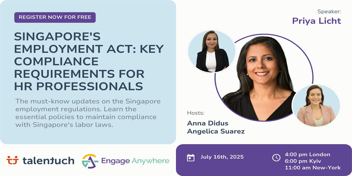 Singapore's Employment Act: Key Compliance Requirements for HR, 16 July | Online Event | AllEvents