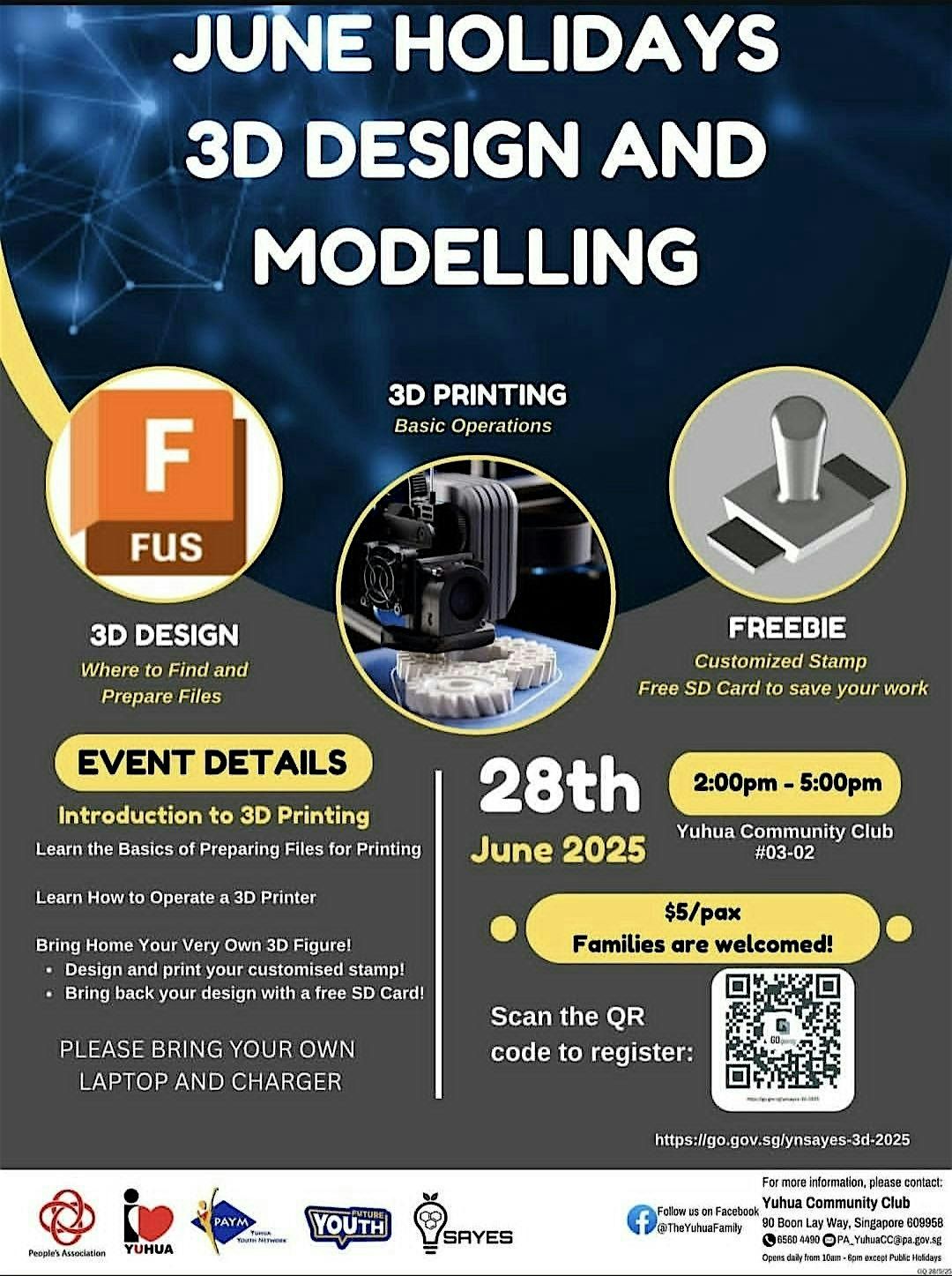 JUNE HOLIDAYS SPECIAL - 3D Design & Modelling by Yuhua YN & SAYES at $5 ea, 28 June | Event in Jurong