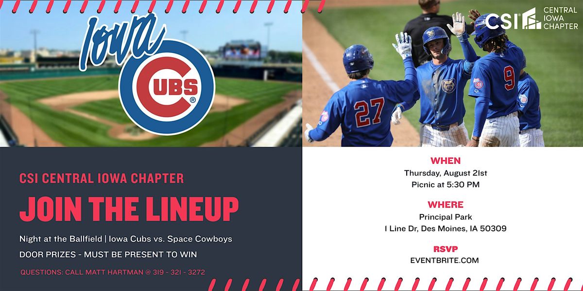 Cubs Night with CSI, 21 August | Event in Des Moines | AllEvents