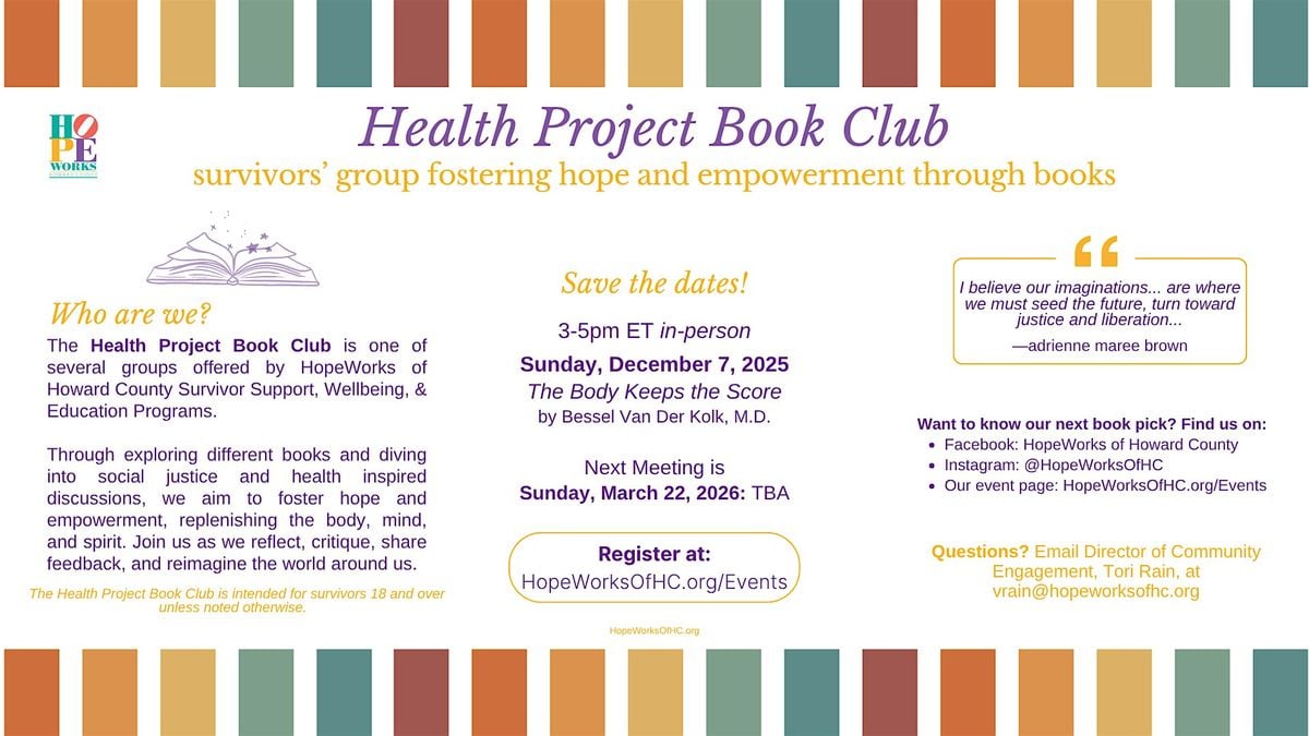 Health Project Book Club, 7 December | Event in Columbia | AllEvents