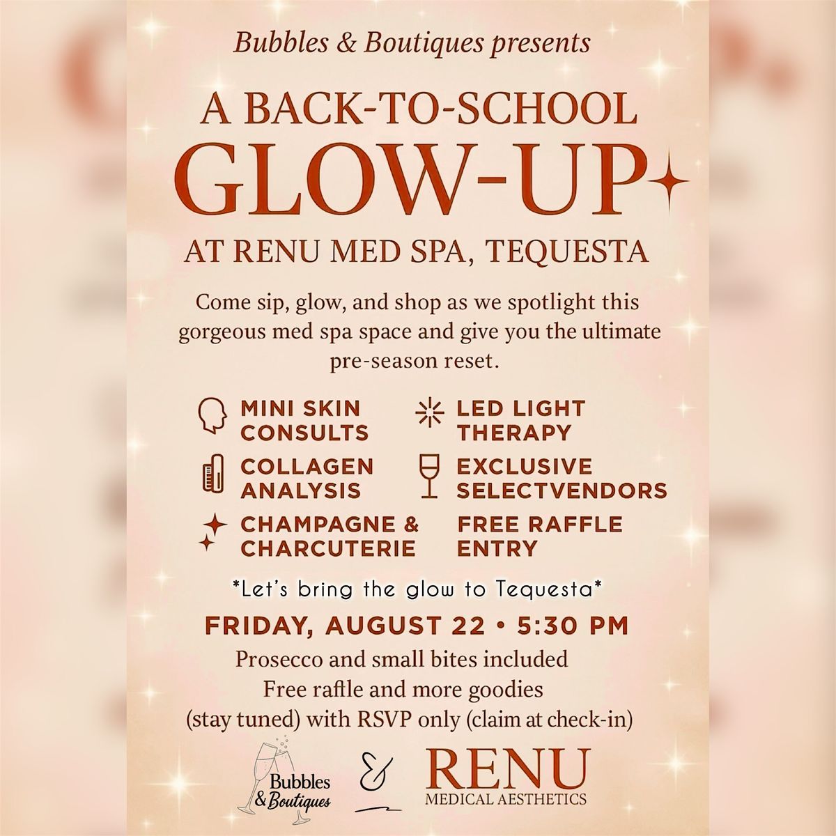 Bubbles & Boutiques presents : A Back-to-School Glow-Up at RENU Med Spa, 22 August | Event in Tequesta