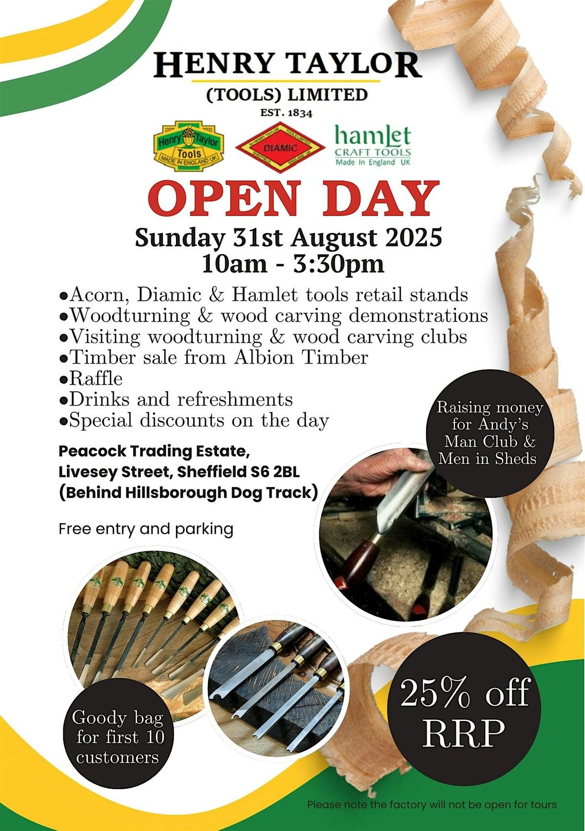 Henry Taylor Tools Sheffield Woodworking Open Day 2025, 31 August | Event in Sheffield | AllEvents