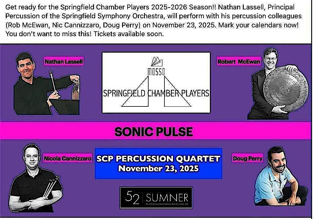 Springfield Chamber Players Percussion Quartet, 23 November | Event in Springfield | AllEvents