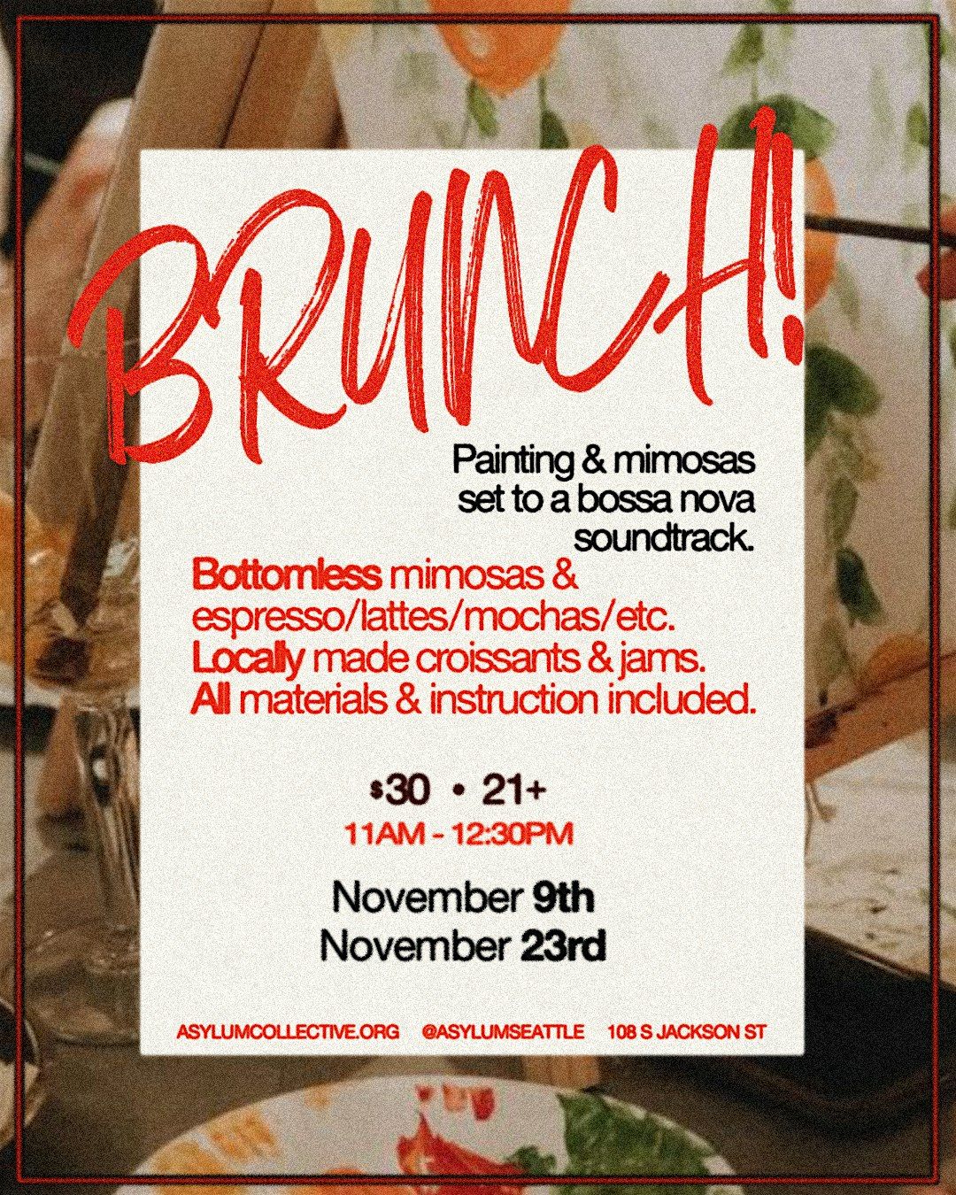 BRUNCH & BRUSH - BOTTOMLESS MIMOSAS & ESPRESSO!, 23 November | Event in Seattle | AllEvents
