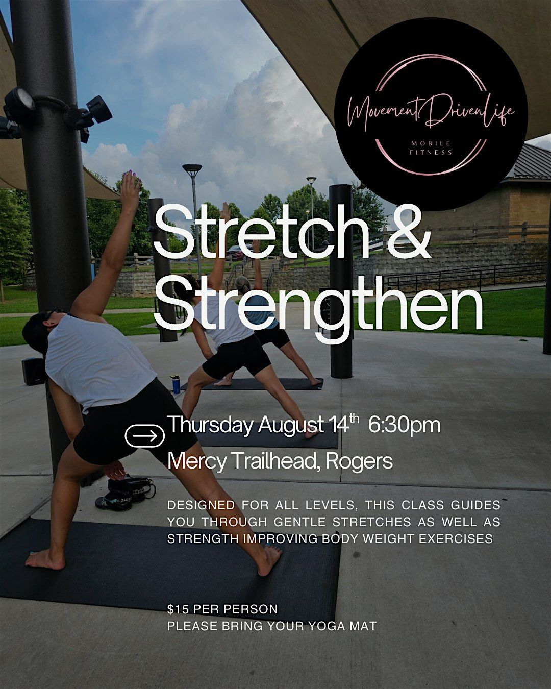 Stretch & Strengthen at Mercy Trailhead, 14 August | Event in Rogers | AllEvents