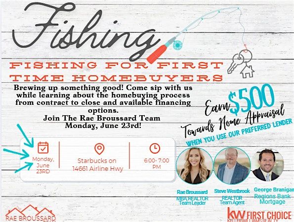 Fishing for First Time Homebuyers, 23 June | Event in Gonzales | AllEvents