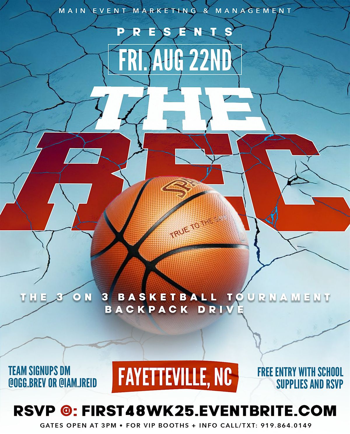 THE REC || 3v3 BASKETBALL TOURNAMENT BACKPACK DRIVE, 22 August | AllEvents