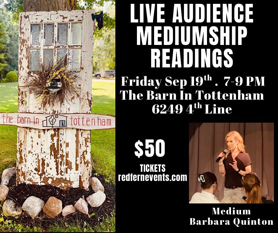 Live Audience Mediumship Readings, The Barn In Tottenham, 19 September | Event in New Tecumseth | AllEvents