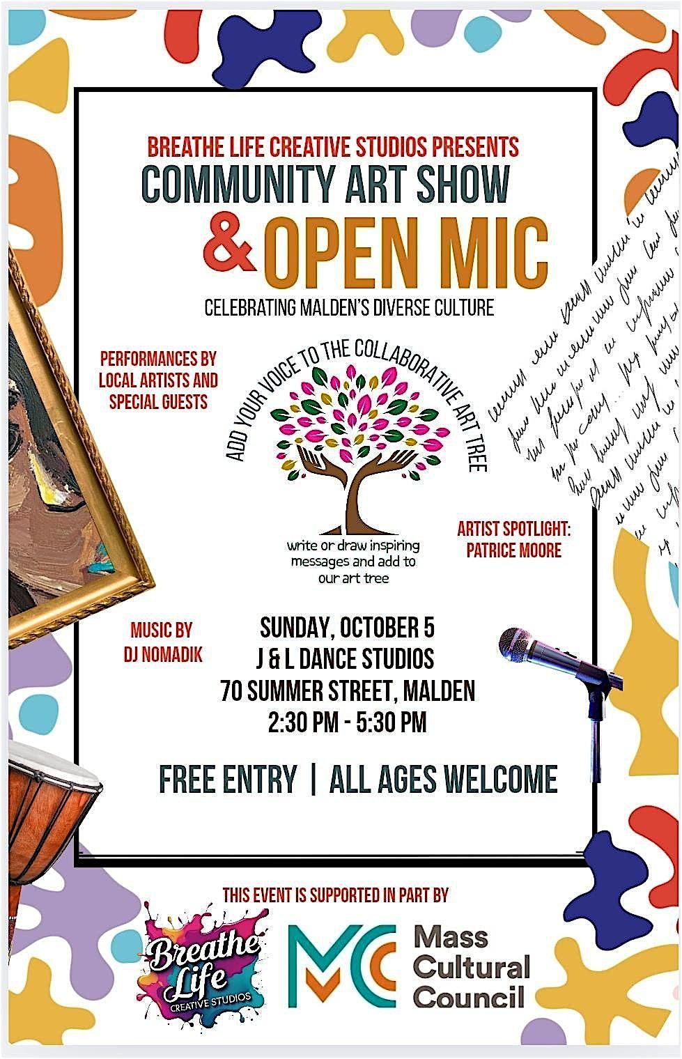 Breathe Life: Community Art Show & Open Mic -Malden, MA, 5 October | Event in Malden | AllEvents