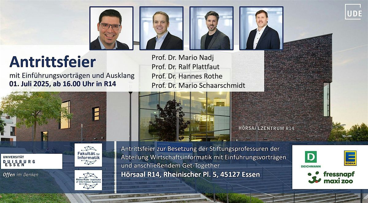 Antrittsfeier Wirtschaftsinformatik mit Vorträgen und Ausklang, 1 July | Event in Essen | AllEvents