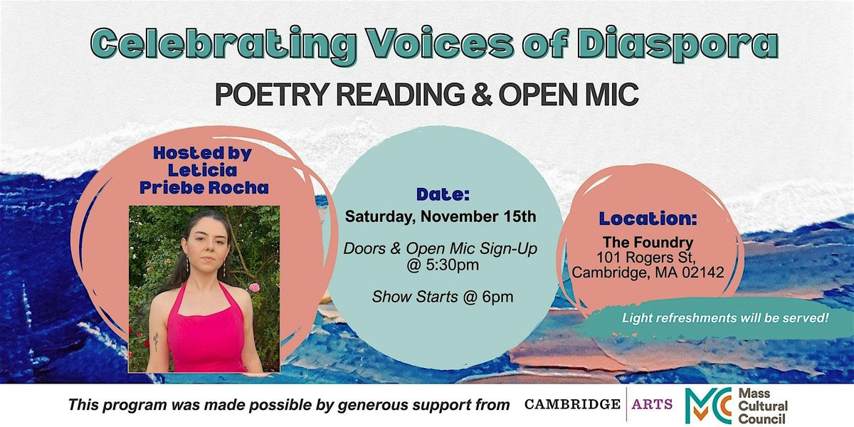 Celebrating Voices  of Diaspora: Poetry Reading & Open Mic, 15 November | Event in Cambridge | AllEvents
