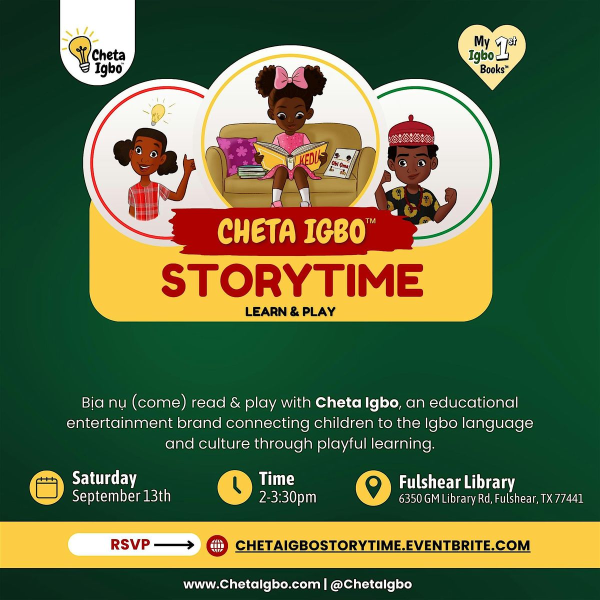 Cheta Igbo Storytime, 20 September | Event in Fulshear | AllEvents