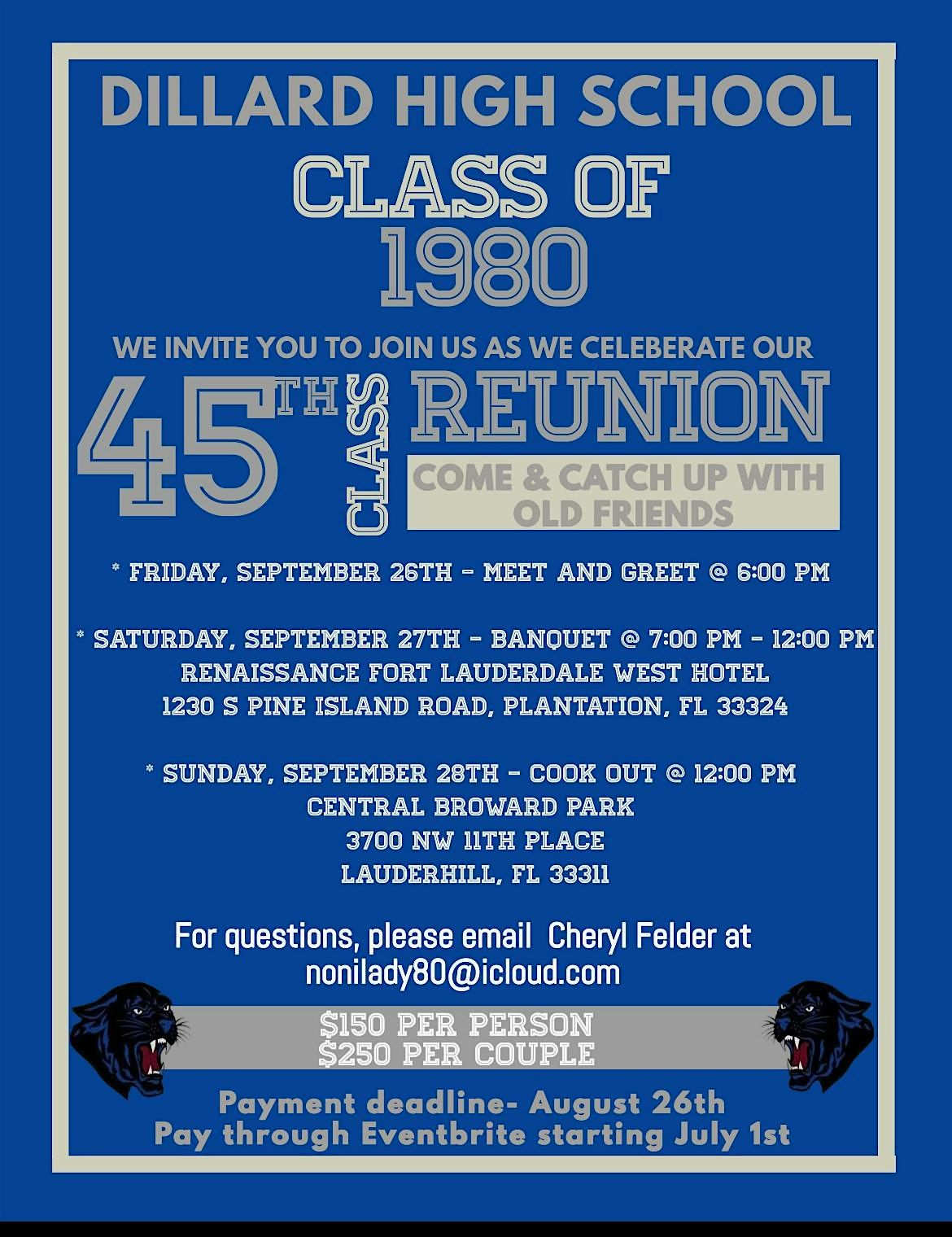 Dillard High Class of 1980 45th Class Reunion, 27 September | Event in Plantation | AllEvents