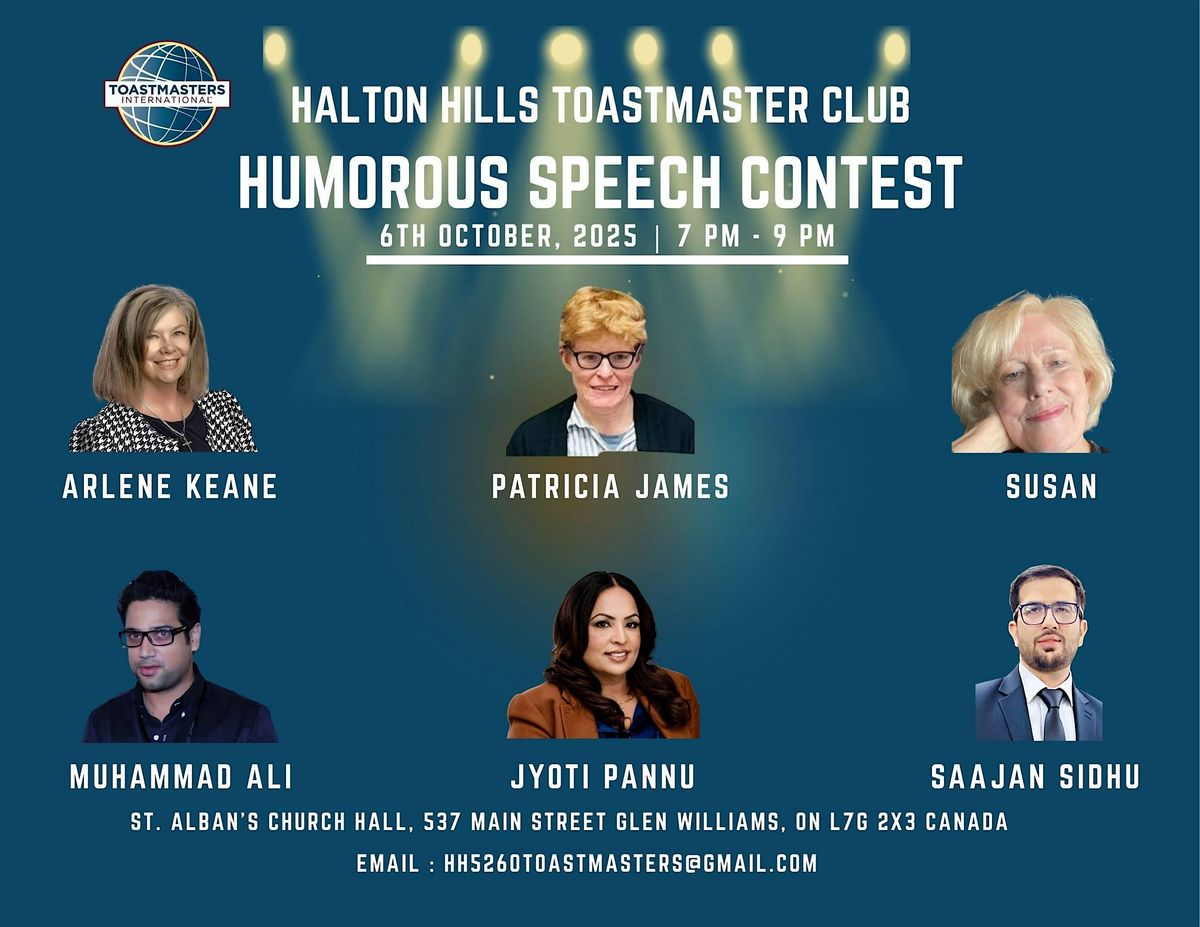 Humorous Speech Contest by Halton Hills Toastmasters Club | Event in Halton Hills | AllEvents