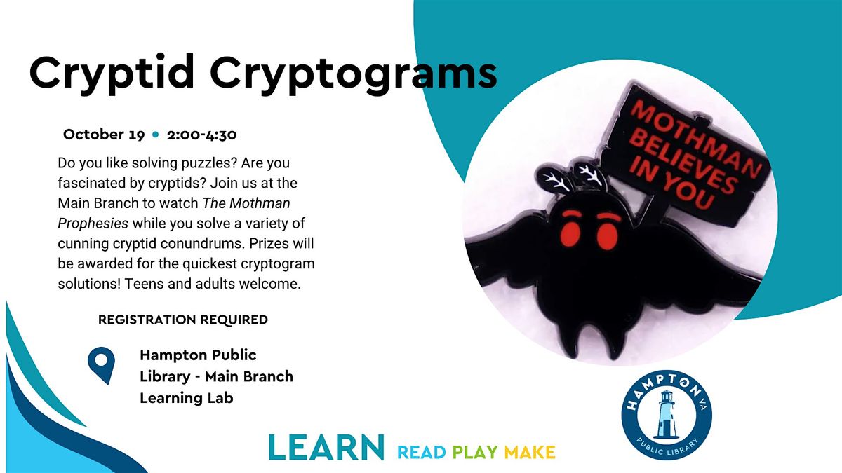Cryptid Cryptograms, 19 October | Event in Hampton | AllEvents
