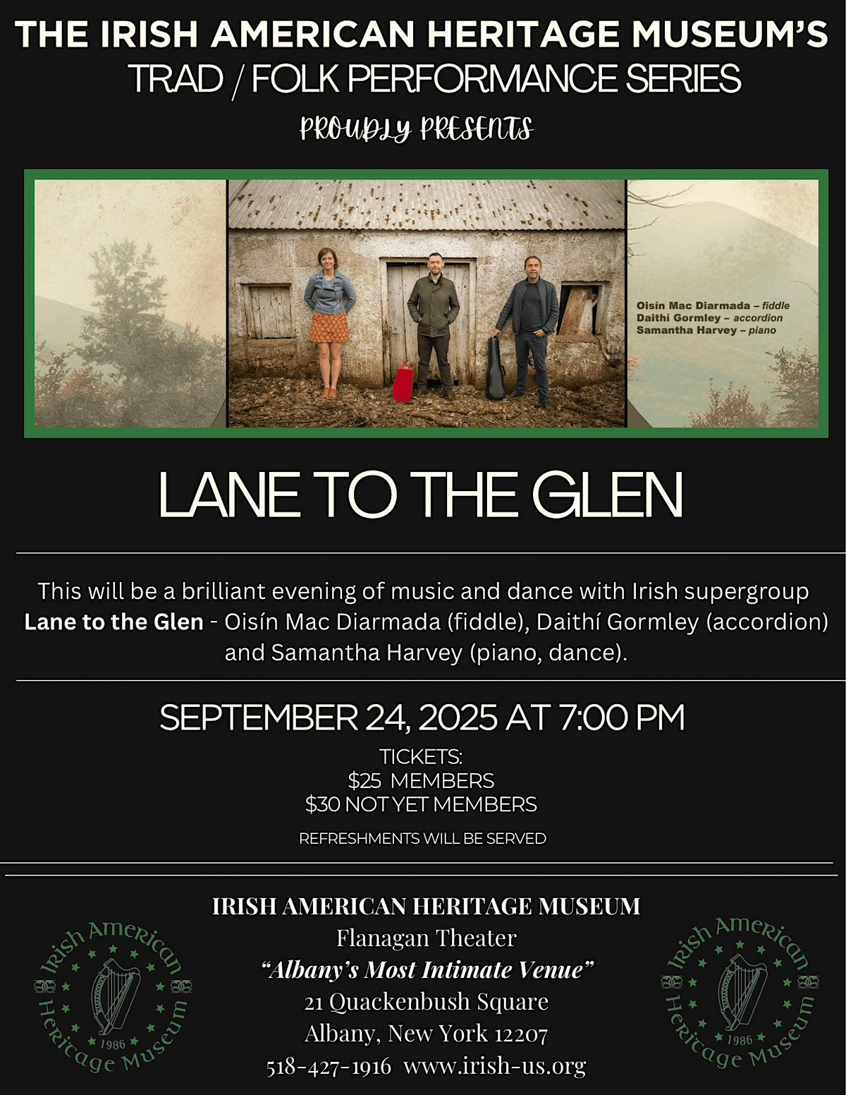 IAHM 2025 Trad/Folk Performance Series - LANE TO THE GLEN, 24 September | Event in Albany | AllEvents