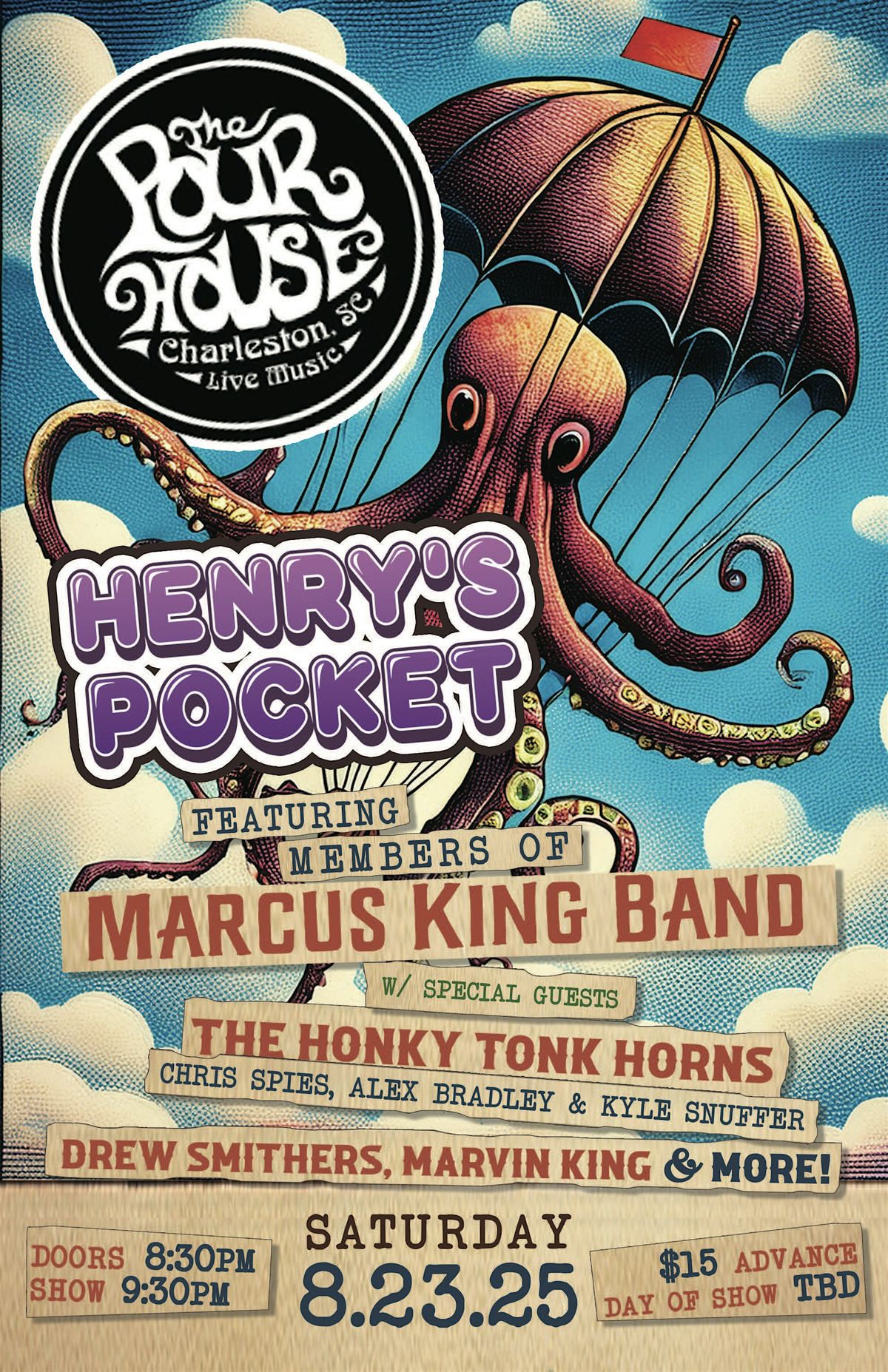 Henry's Pocket feat. Members of Marcus King Band, 23 August | Event in Charleston Pour House | AllEvents