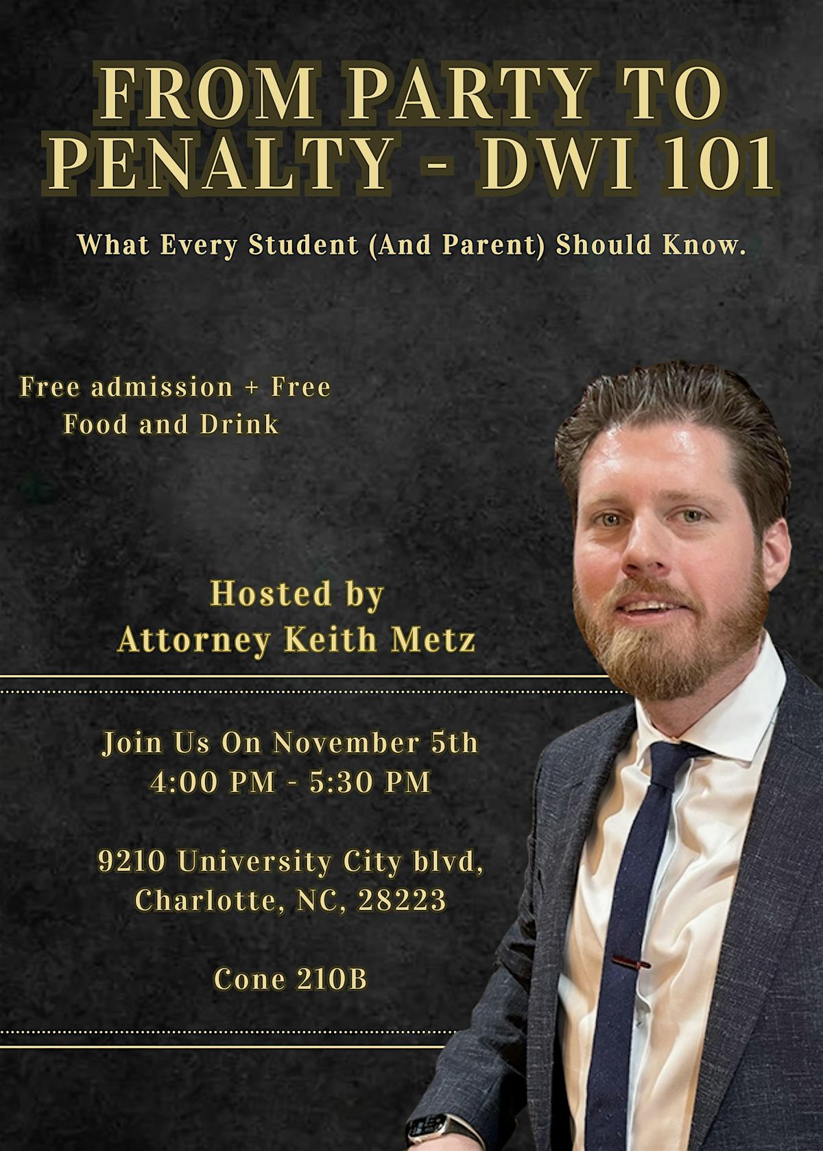 From Party to Penalty – What Every Student and Parent Should Know About DWI, 5 November | Event in Charlotte