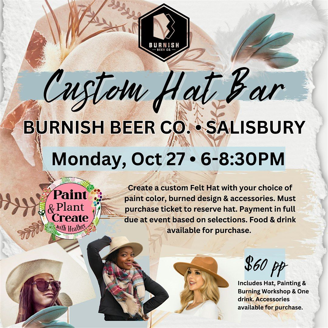 Custom Hat Bar: Craft & Sip, 27 October | Event in Salisbury | AllEvents