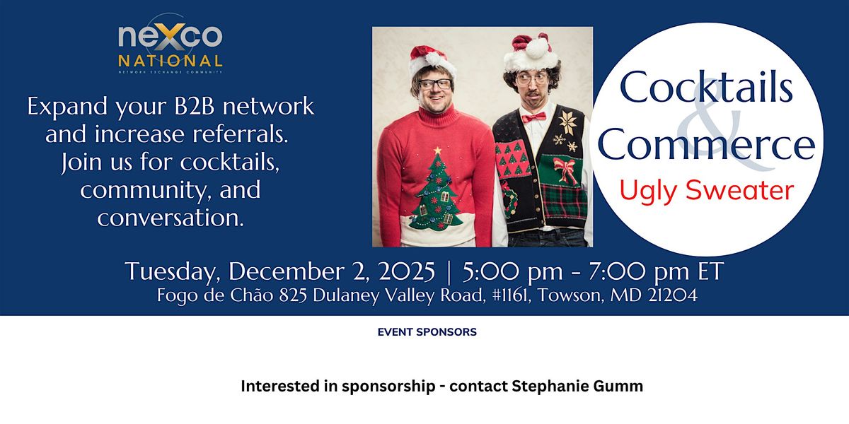 Cocktails & Commerce - Ugly Sweater MD Edition, 2 December | Event in Towson | AllEvents