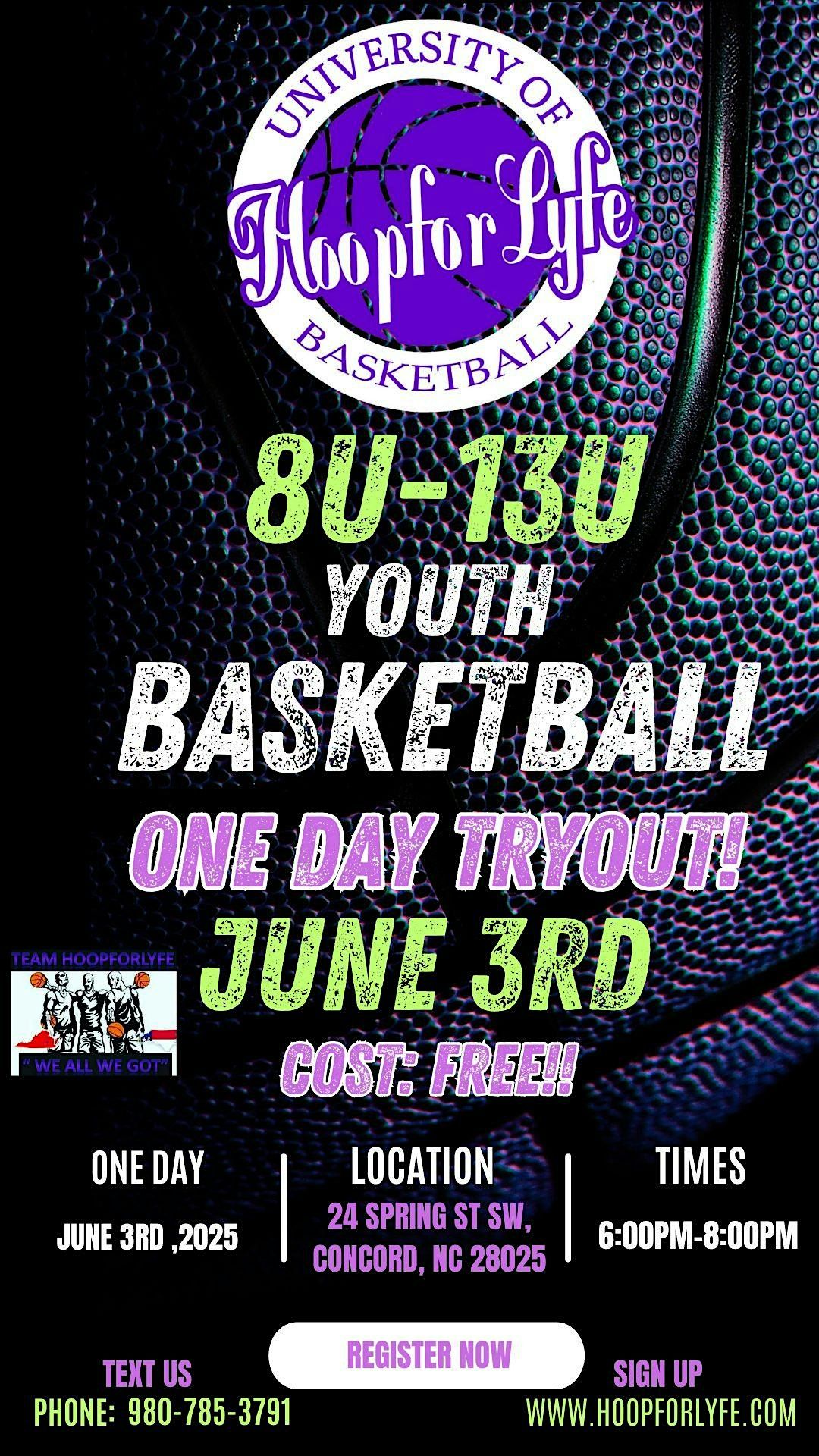 Hoopforlyfe™ University AAU Youth Basketball Tryouts * Boys & Girls 8u-13u, 3 June | Event in Concord