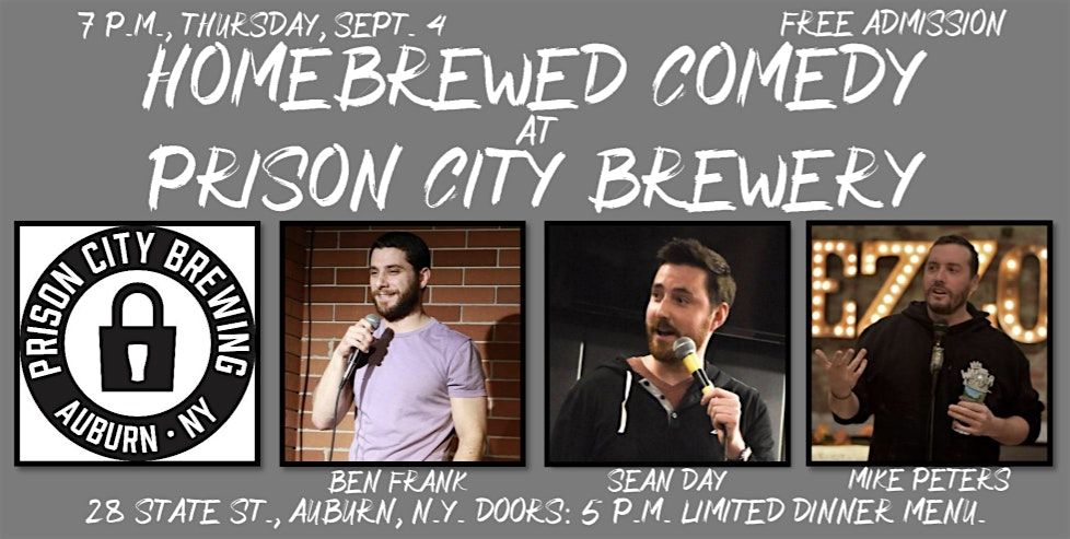 Homebrewed Comedy at Pr*son City Brewery, 4 September | Event in Auburn | AllEvents