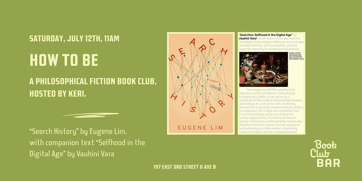 How to Be Book Club - "Search History" by Eugene Lim, 12 July | Event in New York | AllEvents