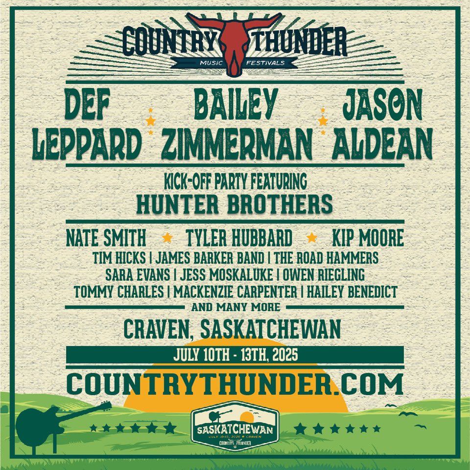Country Thunder - Saskatchewan (4 Day Pass) with Def Leppard, Jason Aldean, and Bailey Zimmerman, 10 July