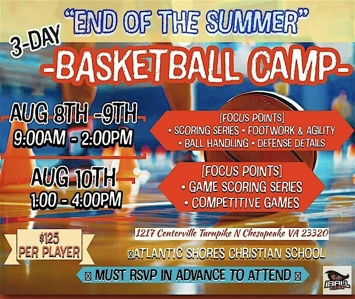 “End of the Summer” Basketball Camp, 9 August | Event in Chesapeake | AllEvents