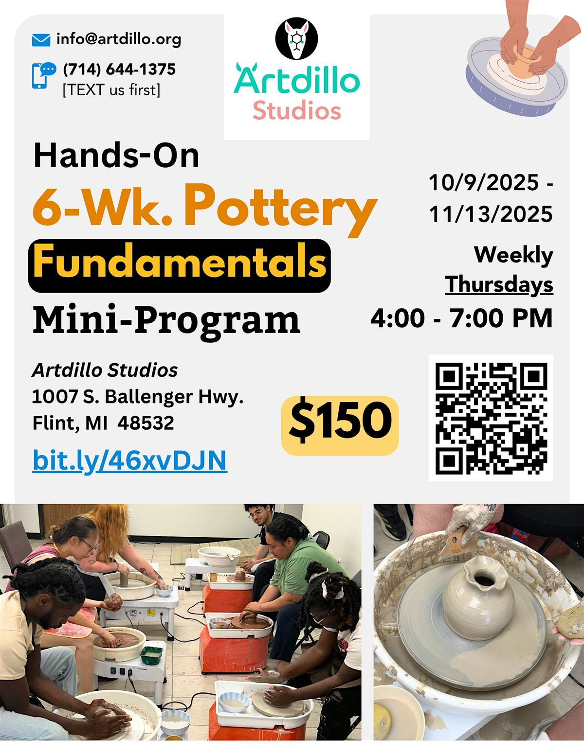 6-Week Pottery Mini-Program, 9 October | Event in Flint | AllEvents