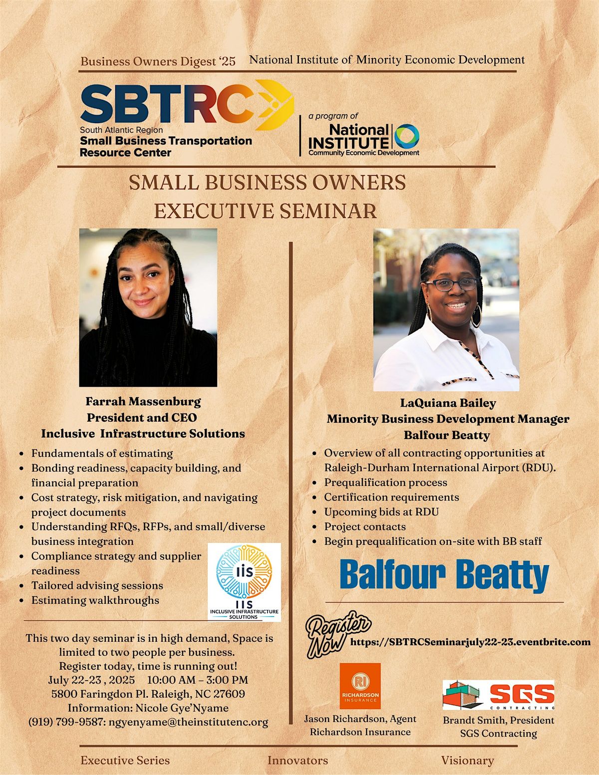 SBTRC Small Business Owners Executive Series Two Day Seminar | Event in Raleigh | AllEvents