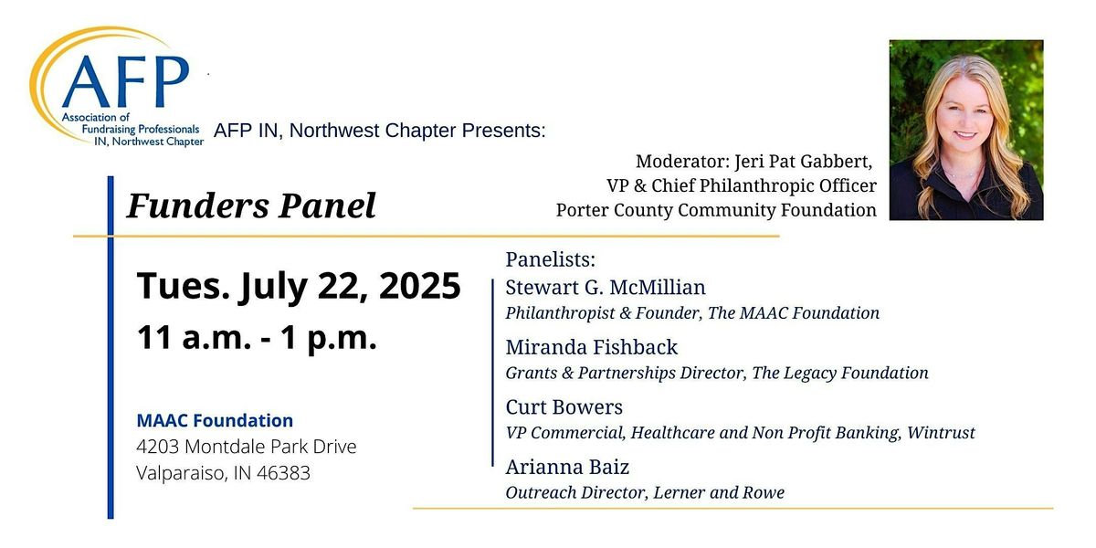 Funders Panel Hosted by AFP Northwest Indiana, 22 July | Event in Valparaiso | AllEvents