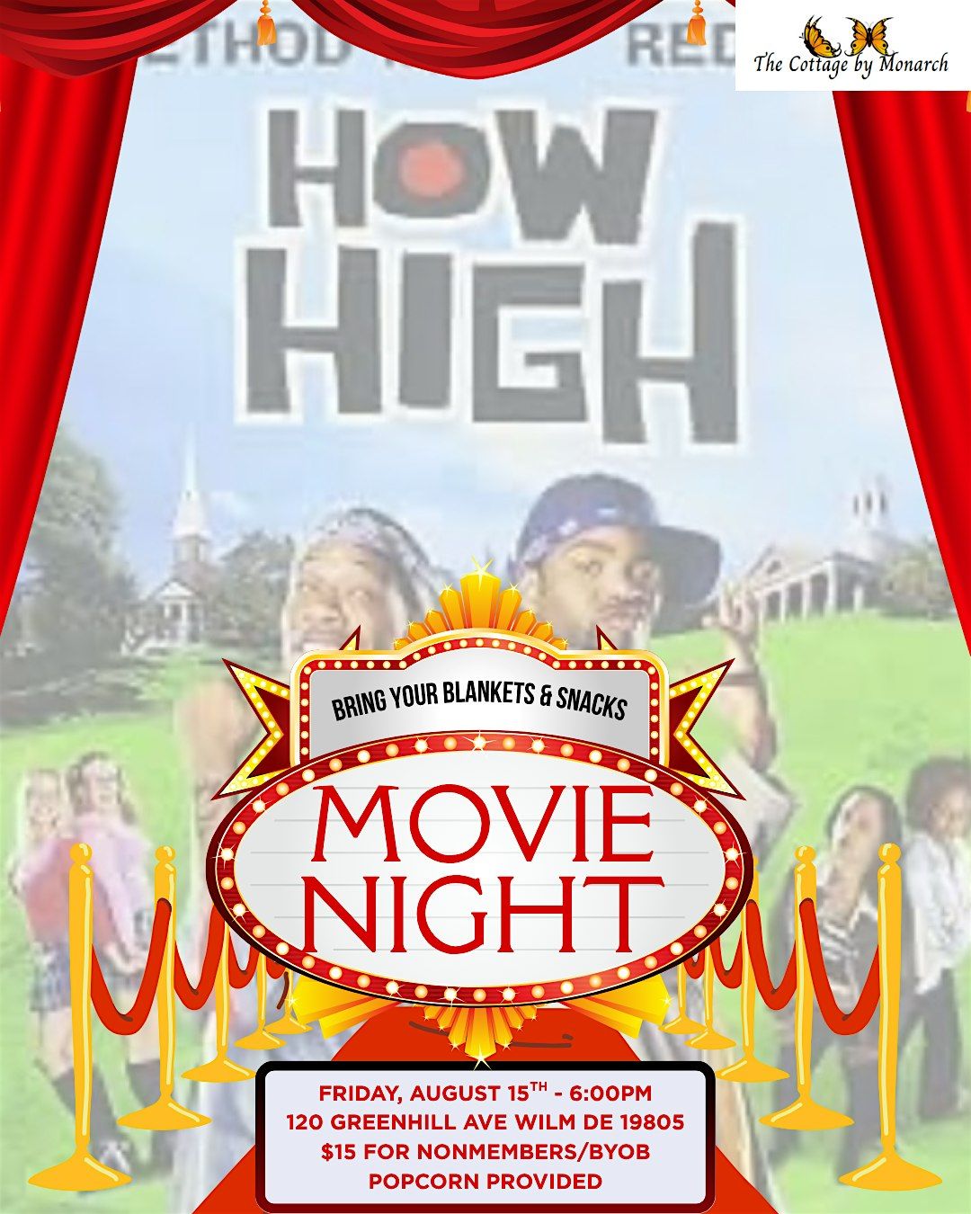 Movie Night: How High – Hosted by The Cottage by Monarch, 15 August | Event in Wilmington | AllEvents