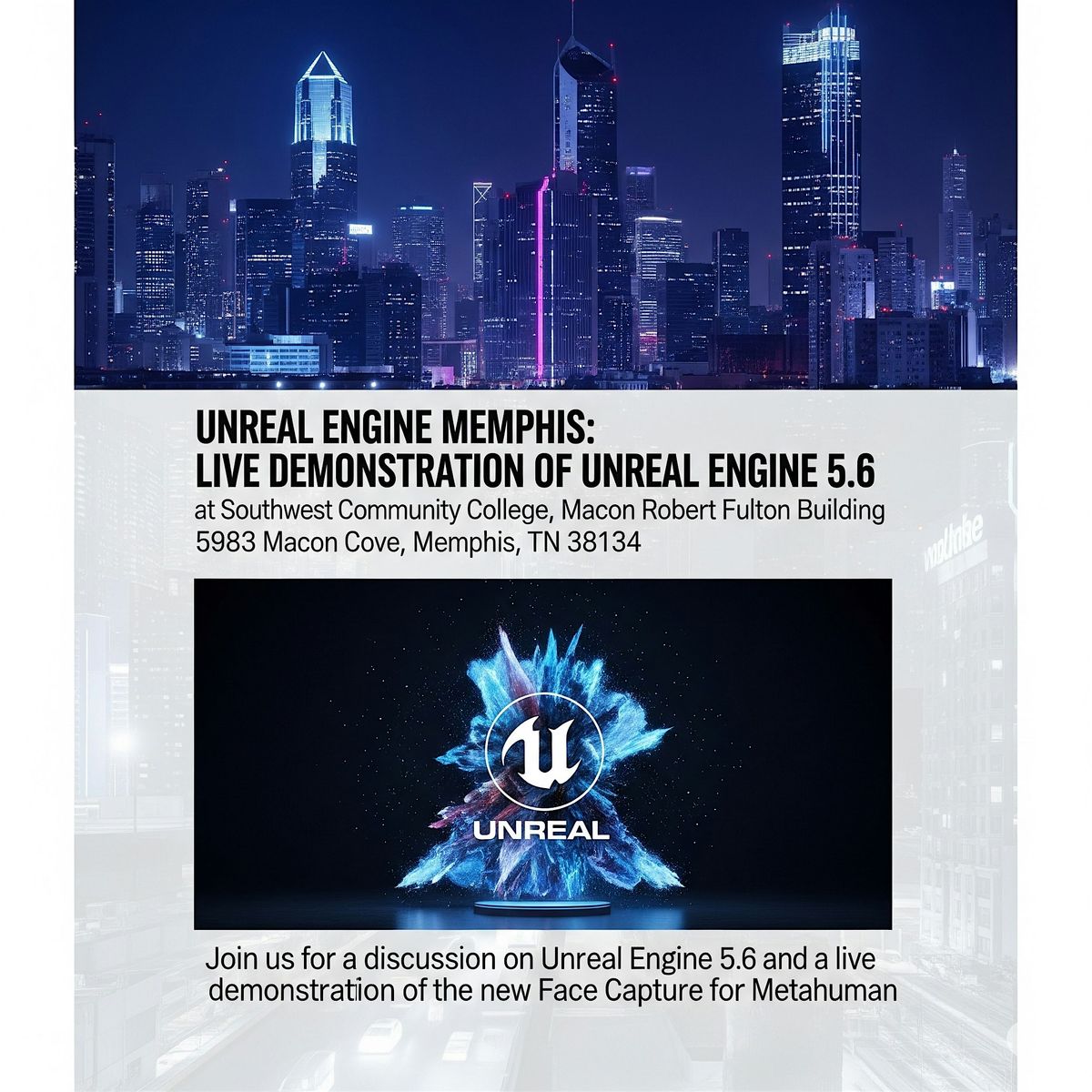 Unreal Engine 5.6: New Features & Live Face Capture Demo, 29 June | Event in Memphis | AllEvents