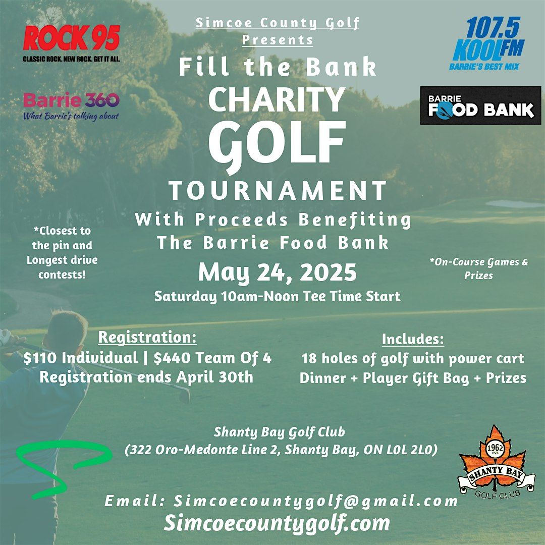 Fill The Bank Charity Golf Tournament, 24 May | Event in Shanty Bay | AllEvents