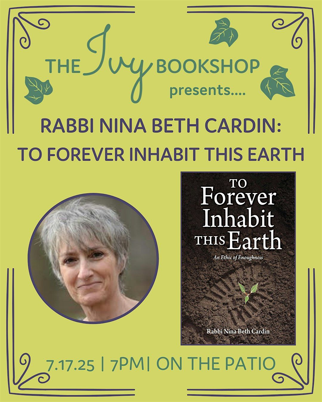 Rabbi Nina Beth Cardin: TO FOREVER INHABIT THIS EARTH, 17 July | Event in Baltimore | AllEvents