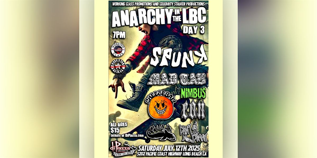 Spunk, Mad Tab, Nimbus, CON, Can't Commit, Cheeseball, Reefs, 12 July | Event in Long Beach | AllEvents