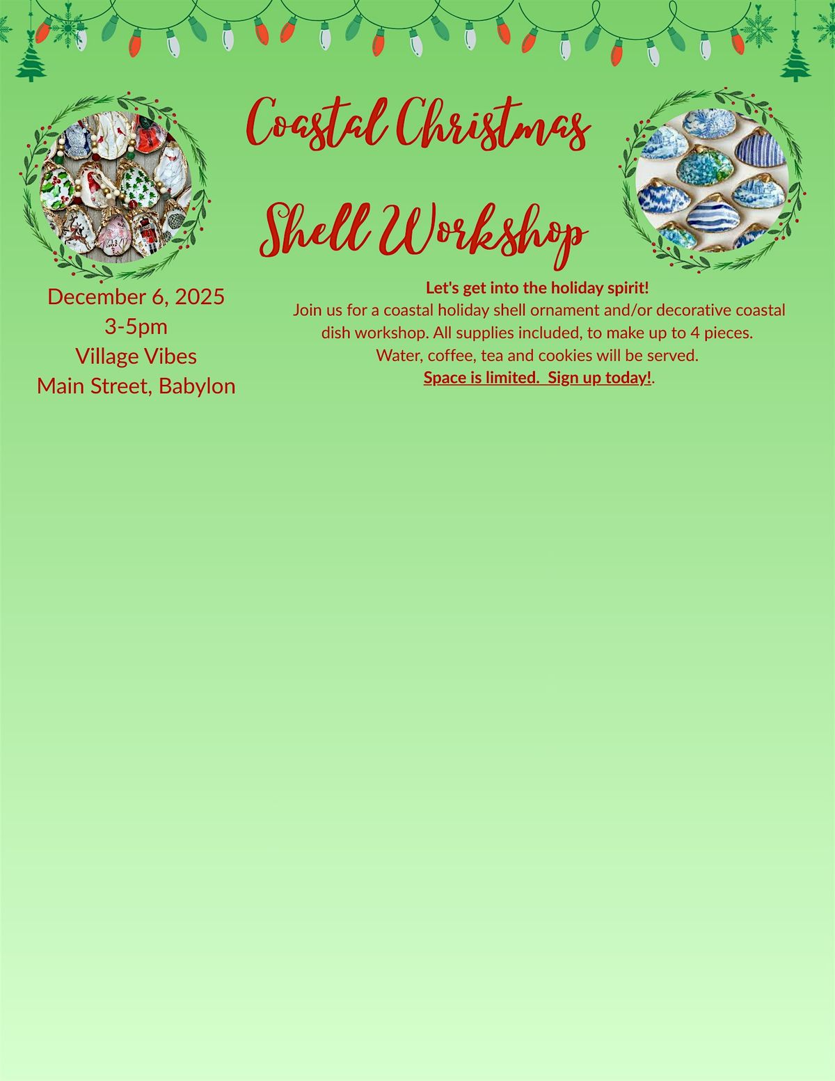 Coastal Christmas Shell Workshop, 6 December | Event in Babylon | AllEvents