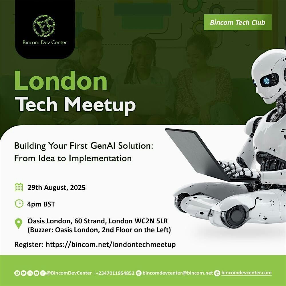 London Tech Meetup: Building Your First GenAI Solution, 29 August | Event in London | AllEvents