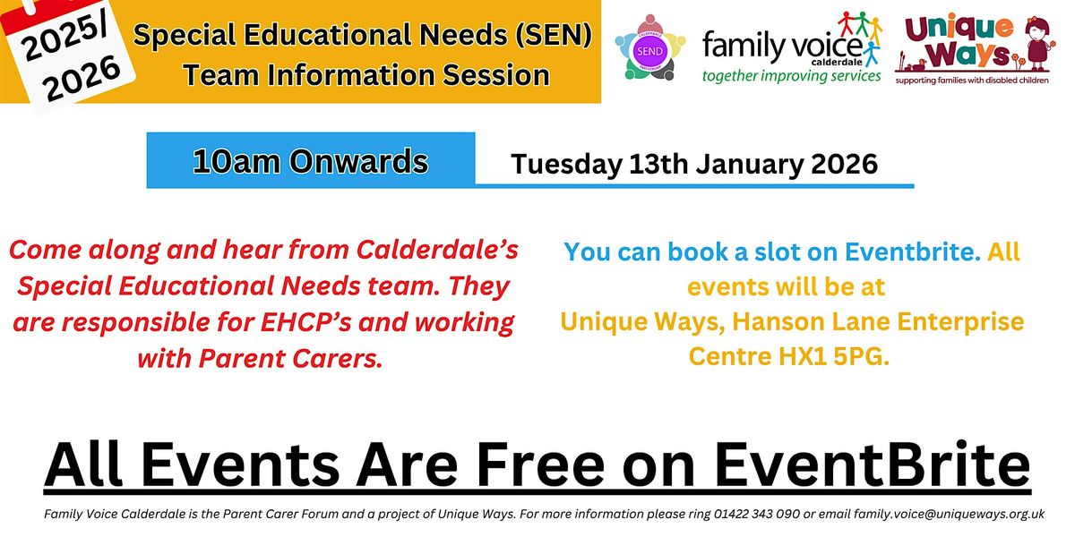 Special Educational Needs (SEN) Team Information Session, 13 January | Event in Halifax | AllEvents