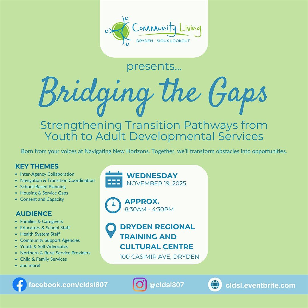 Bridging the Gaps - Pathways from Youth to Adult Developmental Services, 19 November | Event in Dryden | AllEvents
