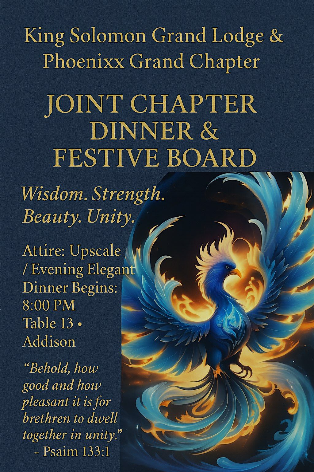 King Solomon Grand Lodge & Phoenixx Grand Chapter Joint Chapter Dinner & Fe, 3 October | Event in Dallas